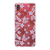 PrintiFy Samsung Galaxy A10s ile Uyumlu Kapak Floral Lila Tasarımlı 1mm Fit Şeffaf Silikon Kılıf