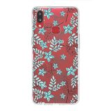 PrintiFy Samsung Galaxy A10s ile Uyumlu Kapak Floral Su Yeşili Tasarımlı 1mm Fit Şeffaf Silikon Kılıf