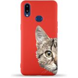 Printify Samsung Galaxy A10S Uyumlu Lansman Kılıf Catface Tasarımlı Içi Kadife Kapak-Kırmızı