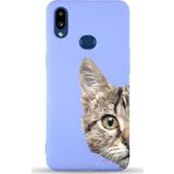 Printify Samsung Galaxy A10S Uyumlu Lansman Kılıf Catface Tasarımlı Içi Kadife Kapak-Lila