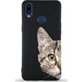 Printify Samsung Galaxy A10S Uyumlu Lansman Kılıf Catface Tasarımlı Içi Kadife Kapak-Siyah