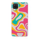 PrintiFy Samsung Galaxy A12 ile Uyumlu Kapak Renkli Desen B Turuncu Tasarımlı 1mm Fit Şeffaf Silikon Kılıf