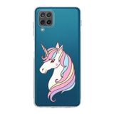 Printify Samsung Galaxy A12 Kamera Korumalı Kapak Unicorn Tasarımlı Şeffaf Kılıf