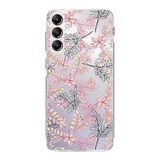 PrintiFy Samsung Galaxy A14 ile Uyumlu Kapak Floral Kırmızı Tasarımlı 1mm Fit Şeffaf Silikon Kılıf