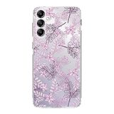 PrintiFy Samsung Galaxy A14 ile Uyumlu Kapak Floral Pudra Tasarımlı 1mm Fit Şeffaf Silikon Kılıf