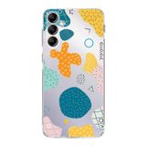 PrintiFy Samsung Galaxy A14 ile Uyumlu Kapak Geometrik Şekiller Tasarımlı 1mm Fit Şeffaf Silikon Kılıf