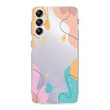 PrintiFy Samsung Galaxy A14 ile Uyumlu Kapak Karışık Renkler Tasarımlı 1mm Fit Şeffaf Silikon Kılıf