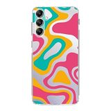 PrintiFy Samsung Galaxy A14 ile Uyumlu Kapak Renkli Desen B Turuncu Tasarımlı 1mm Fit Şeffaf Silikon Kılıf