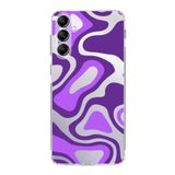 PrintiFy Samsung Galaxy A14 ile Uyumlu Kapak Renkli Desen F Mor Tasarımlı 1mm Fit Şeffaf Silikon Kılıf