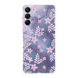 Printify Samsung Galaxy A16 Uyumlu Kamera Korumalı Floral Pudra Tasarımlı Şeffaf Silikon Kılıf