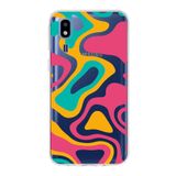 PrintiFy Samsung Galaxy A2 Core ile Uyumlu Kapak Renkli Desen B Turuncu Tasarımlı 1mm Fit Şeffaf Silikon Kılıf