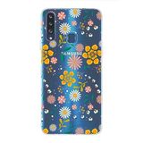 PrintiFy Samsung Galaxy A20S ile Uyumlu Kapak Çiçek Tasarımlı 1mm Fit Şeffaf Silikon Kılıf