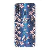 PrintiFy Samsung Galaxy A20S ile Uyumlu Kapak Floral Kırmızı Tasarımlı 1mm Fit Şeffaf Silikon Kılıf