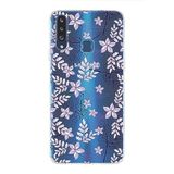 PrintiFy Samsung Galaxy A20S ile Uyumlu Kapak Floral Lila Tasarımlı 1mm Fit Şeffaf Silikon Kılıf
