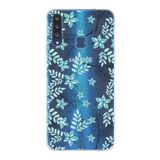 PrintiFy Samsung Galaxy A20S ile Uyumlu Kapak Floral Su Yeşili Tasarımlı 1mm Fit Şeffaf Silikon Kılıf