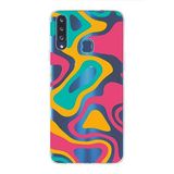 PrintiFy Samsung Galaxy A20S ile Uyumlu Kapak Renkli Desen B Turuncu Tasarımlı 1mm Fit Şeffaf Silikon Kılıf