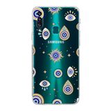 PrintiFy Samsung Galaxy A20S ile Uyumlu Nazar Boncuğu 5 Kamera Korumalı Şeffaf Silikon Kılıf