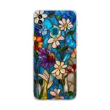 PrintiFy Samsung Galaxy A20S ile Uyumlu Vitray Mavi Bahar Tasarımlı Şeffaf Silikon Kılıf