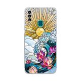 PrintiFy Samsung Galaxy A20S ile Uyumlu Vitray Okyanus Sabahı Tasarımlı Şeffaf Silikon Kılıf