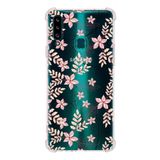 Printify Samsung Galaxy A20S Uyumlu Köşe Korumalı Antişok Kapak Floral Kırmızı Tasarımlı Şeffaf Kılıf
