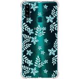 Printify Samsung Galaxy A20S Uyumlu Köşe Korumalı Antişok Kapak Floral Su Yeşili Tasarımlı Şeffaf Kılıf