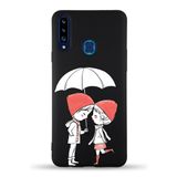 PrintiFy Samsung Galaxy A20s Uyumlu Lansman Kılıf Aşk Tasarımlı İçi Kadife Kapak siyah