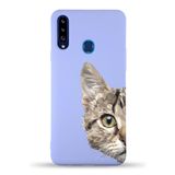 PrintiFy Samsung Galaxy A20s Uyumlu Lansman Kılıf Catface Tasarımlı İçi Kadife Kapak lila