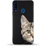 PrintiFy Samsung Galaxy A20s Uyumlu Lansman Kılıf Catface Tasarımlı İçi Kadife Kapak siyah