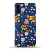 Printify Samsung Galaxy A20S Uyumlu Lansman Kılıf Çiçek Tasarımlı Içi Kadife Kapak-Lacivert