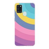 PrintiFy Samsung Galaxy A21S ile Uyumlu Kapak Renk Cümbüşü B Mor Tasarımlı 1mm Fit Şeffaf Silikon Kılıf