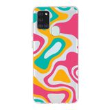 PrintiFy Samsung Galaxy A21S ile Uyumlu Kapak Renkli Desen B Turuncu Tasarımlı 1mm Fit Şeffaf Silikon Kılıf