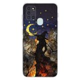 PrintiFy Samsung Galaxy A21S ile Uyumlu Vitray Cadı Saati Tasarımlı Şeffaf Silikon Kılıf