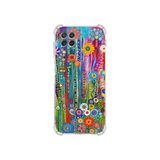 PrintiFy Samsung Galaxy A22 ile Uyumlu Düşlerin Dansı serisi Folklorik Bahçe Tasarımlı Uv Baskılı Köşe Korumalı Antişok Kılıf