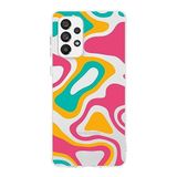 PrintiFy Samsung Galaxy A23 ile Uyumlu Kapak Renkli Desen B Turuncu Tasarımlı 1mm Fit Şeffaf Silikon Kılıf