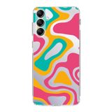 PrintiFy Samsung Galaxy A24 ile Uyumlu Kapak Renkli Desen B Turuncu Tasarımlı 1mm Fit Şeffaf Silikon Kılıf
