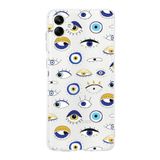 PrintiFy Samsung Galaxy A25 ile Uyumlu 1mm Slim Fit Nazar Boncuğu 2 Baskılı Şeffaf Kılıf