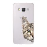 PrintiFy Samsung Galaxy A3 ile Uyumlu Kapak Catface Tasarımlı 1mm Fit Şeffaf Silikon Kılıf