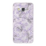 PrintiFy Samsung Galaxy A3 ile Uyumlu Kapak Floral Lila Tasarımlı 1mm Fit Şeffaf Silikon Kılıf