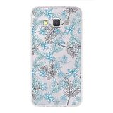 PrintiFy Samsung Galaxy A3 ile Uyumlu Kapak Floral Mavi Tasarımlı 1mm Fit Şeffaf Silikon Kılıf