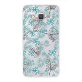 PrintiFy Samsung Galaxy A3 ile Uyumlu Kapak Floral Su Yeşili Tasarımlı 1mm Fit Şeffaf Silikon Kılıf