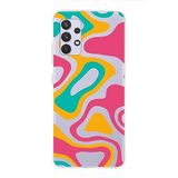 PrintiFy Samsung Galaxy A32 ile Uyumlu Kapak Renkli Desen B Turuncu Tasarımlı 1mm Fit Şeffaf Silikon Kılıf
