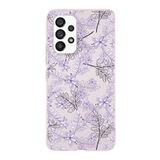 PrintiFy Samsung Galaxy A33 ile Uyumlu Kapak Floral Lila Tasarımlı 1mm Fit Şeffaf Silikon Kılıf