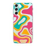 PrintiFy Samsung Galaxy A34 ile Uyumlu Kapak Renkli Desen B Turuncu Tasarımlı 1mm Fit Şeffaf Silikon Kılıf