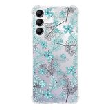 PrintiFy Samsung Galaxy A35 Uyumlu Köşe Korumalı Antişok Kapak Floral Su Yeşili Tasarımlı Şeffaf Kılıf