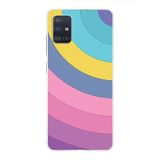PrintiFy Samsung Galaxy A51 ile Uyumlu Kapak Renk Cümbüşü B Mor Tasarımlı 1mm Fit Şeffaf Silikon Kılıf