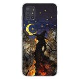 PrintiFy Samsung Galaxy A51 ile Uyumlu Vitray Cadı Saati Tasarımlı Şeffaf Silikon Kılıf