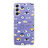 PrintiFy Samsung Galaxy A54 ile Uyumlu 1mm Slim Fit Nazar Boncuğu 2 Baskılı Şeffaf Kılıf