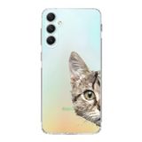 PrintiFy Samsung Galaxy A54 ile Uyumlu Kapak Catface Tasarımlı 1mm Fit Şeffaf Silikon Kılıf