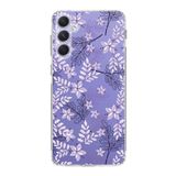 PrintiFy Samsung Galaxy A54 ile Uyumlu Kapak Floral Lila Tasarımlı 1mm Fit Şeffaf Silikon Kılıf