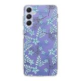 PrintiFy Samsung Galaxy A54 ile Uyumlu Kapak Floral Mavi Tasarımlı 1mm Fit Şeffaf Silikon Kılıf